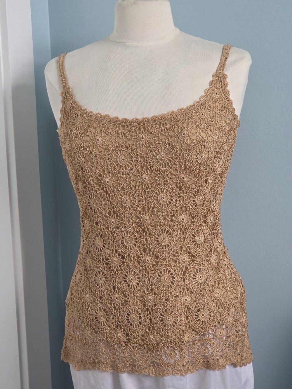 INC CROCHET TANK, COLOR METALLIC GOLD SIZE M